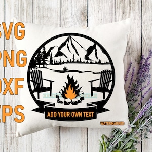 Logotipo de camping de Camp Fire SVG Cut File / Custom Camping Logo Circle SVG - agregue su propio texto / Archivo de corte SVG de Camping