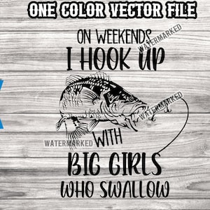 Me conecto con chicas grandes que tragan svg - Bass Fishing SVG - Funny Fishing svg - Pesca del día del padre svg - Calcomanía de coche de pesca svg