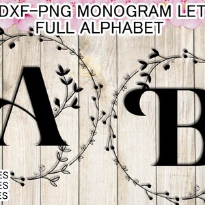 SVG Monogram Letters (26) in DXF and PNG as well - complete Monogram Letter Alphabet cutting files