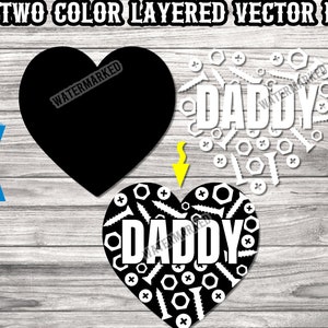 Daddy Heart svg cutting file - Fathers Day Daddy Heart svg - Daddy heart with screws and hardware svg