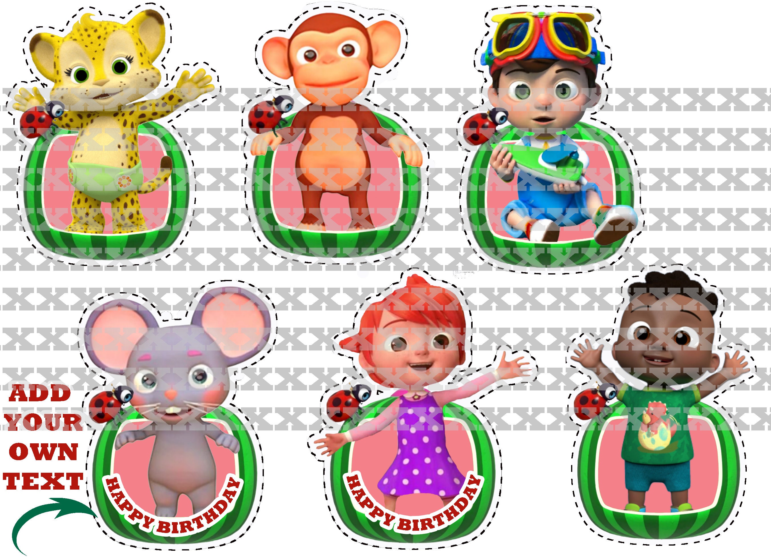 Cocomelon Printable Cupcake Toppers 15 In Png Format Etsy