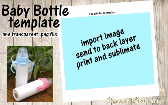 Baby Bottle Sublimation Template 8 Oz Size One Png Template for Sublimation  Baby Bottles Keepsake Expressions 