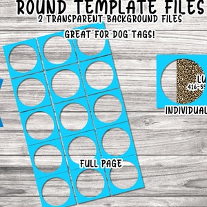 Round PNG template - Full Page and Individual incl - Round Pet Tag Sublimation Templates - transparent background PNG