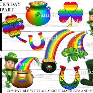 St Patrick&#39;s Day Pride clipart - 10 transparent background png files - March Pride Clipart -  Rainbow St Patrick&#39;s Day Clipart