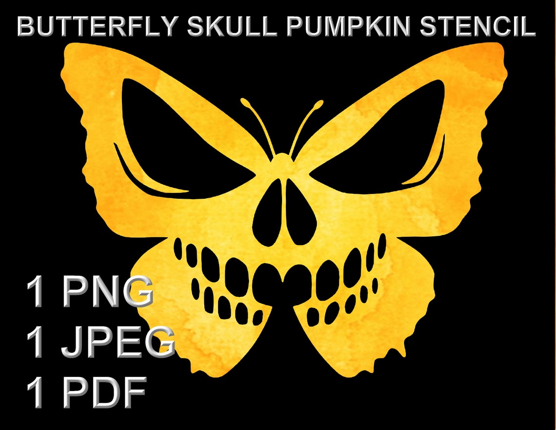 Butterfly Skull Pumpkin Stencil Ready to Print Pumpkin - Etsy