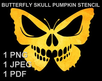 Butterfly Skull Pumpkin Stencil Ready to Print Pumpkin - Etsy