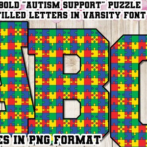 Digital Autism font to create your projects- instant download- 26 files in png format with transparent background- 4&quot;x4&quot; - resizable