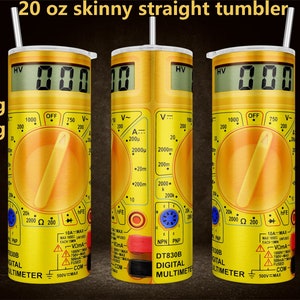 Electricien 20 oz Skinny straight tumbler Template - Multimètre 20 oz skinny tumbler template - double face