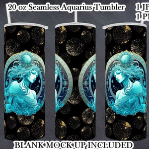 Aquarius 20 oz Tumbler Template - Aquarius Seamless Tumbler Wrap - Aquarius full wrap tumbler template - blank mock up included
