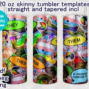 Niet-binaire 20 oz tumbler-sjablonen - recht en taps toelopend incl - printklaar - staat op CANVA! - link incl