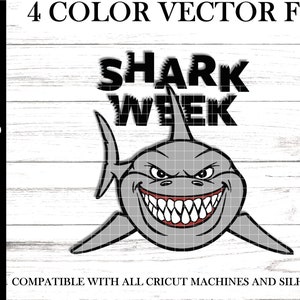 Easy Shark Week decal digital format - Shark Week svg - funny Shark Week file - 4 Color Shark Week svg