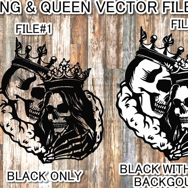 King and Queen Skulls svg - Royal skull couple svg - Gothic Love svg - Forever love svg - Skull svg