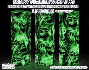 Hear No Evil Speak No Evil See No Evil skulls tumbler wrap - 1 PNG file ( resizable ) Great looking on a glow in the dark tumbler
