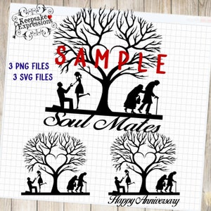 Soul Mates family tree with heart svg or png cutting file - 3 different images by Keepsake Expressions