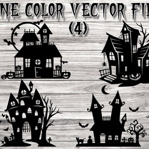 4 Haunted House SVG Dateien - Halloween Häuser SVG Schneidedateien - 5 Dateiformate enthalten