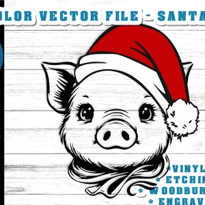 Santa Pig svg - Niedliches Schwein mit Nikolausmütze svg - Santa Pig dxf - Schwein mit Nikolausmütze dxf - fügen Sie Ihren eigenen Text hinzu, wenn gewünscht