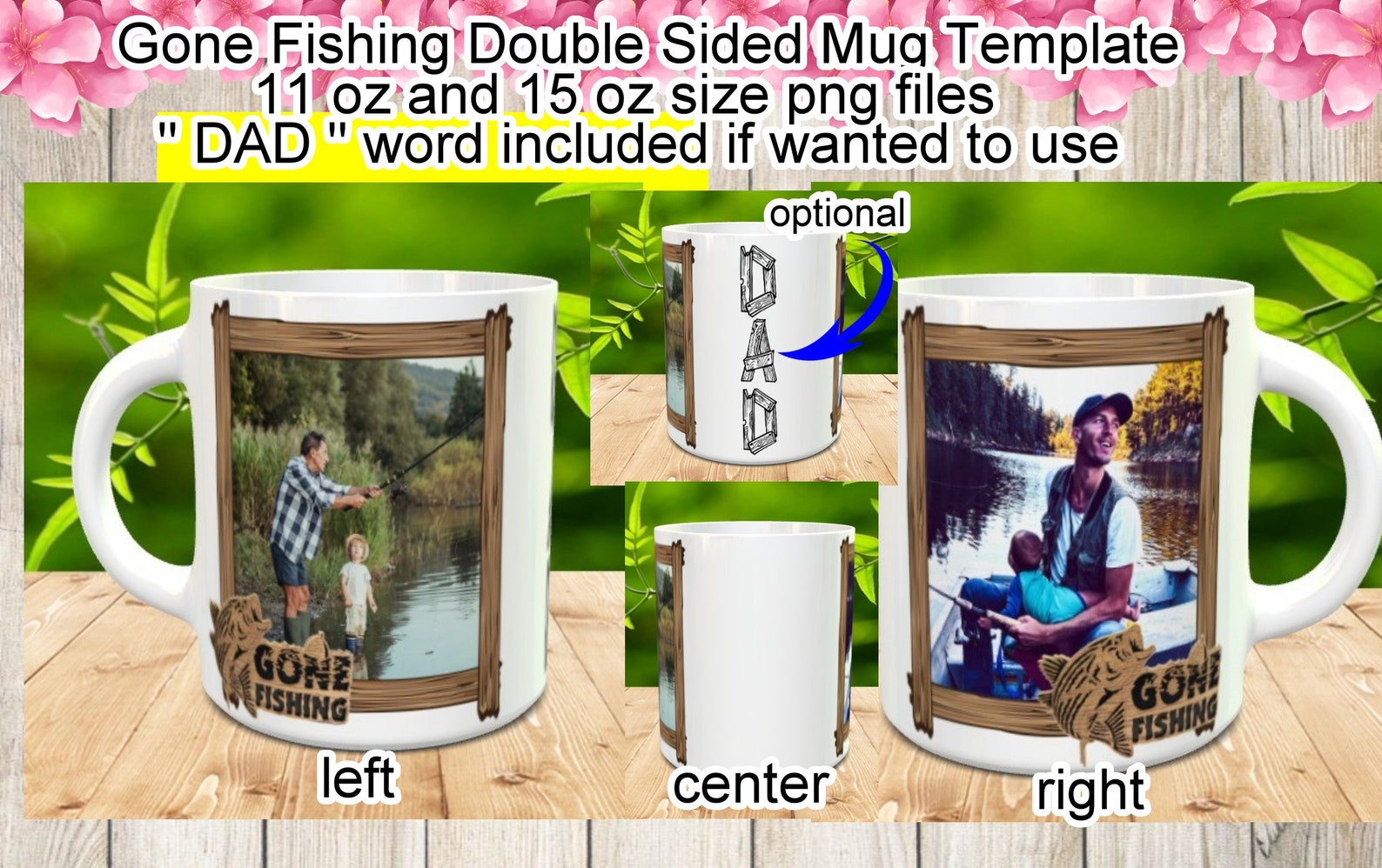 Download Gone Fishing Photo Mug Sublimation templates in 11 oz and ...