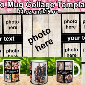 Foto-Collage-Becher-Sublimationsvorlagen - Vollverpackung - 2 Größen 11 Unze und 15 Unze - ebenfalls in der Größe veränderbar