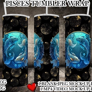 Vissen sublimatie tuimelaar sjabloon - Vissen Tumbler Wrap - Gratis VIDEO mock up incl. - Gratis JPEG mock up incl