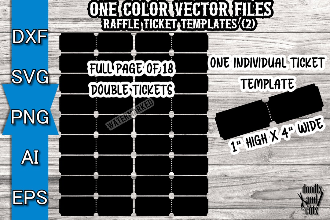 2 Raffle Ticket Templates SVG Png Dxf Ai and Eps - Full Page and ...