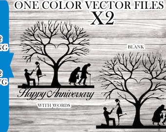 Happy Anniversary SVG file - Soul Mates Anniversary svg file - Love tree svg file - One color vector files -  2 PNG 2 SVG files