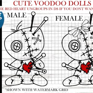 Voodoo Doll svg - 2 Cute Voodoo dolls male and female - Voodoo doll cricut files - 3 file types incl
