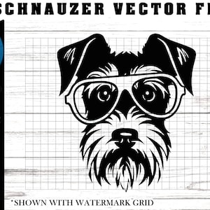 Cute Schnauzer svg - Schnauzer with glasses svg - Schnauzer dxf - Schnauzer svg - Schnauzer cutting file