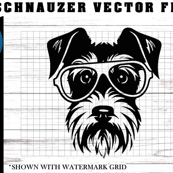 Cute Schnauzer svg - Schnauzer with glasses svg - Schnauzer dxf - Schnauzer svg - Schnauzer cutting file