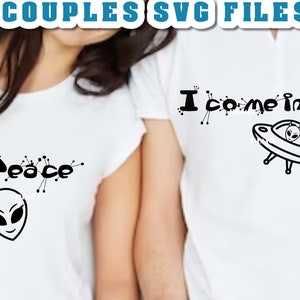 Grappige paren SVG voor tshirts - paren tshirt SVG-bestanden - ik kom in vrede SVG - ik ben vrede SVG - paren SVG-bestanden