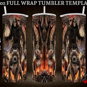 Hounds from Hell full tumbler template wrap - 1 fichier PNG Pitbulls Tumbler Template full wrap - maquette de vente incluse
