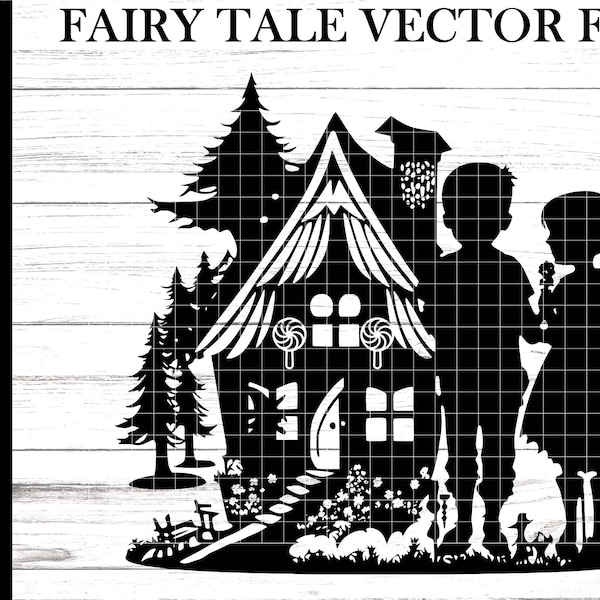 Fairy Tale svg file - Fairy Tale Gingerbread house svg - Fairy Tale Silhouette svg - 3 File Types