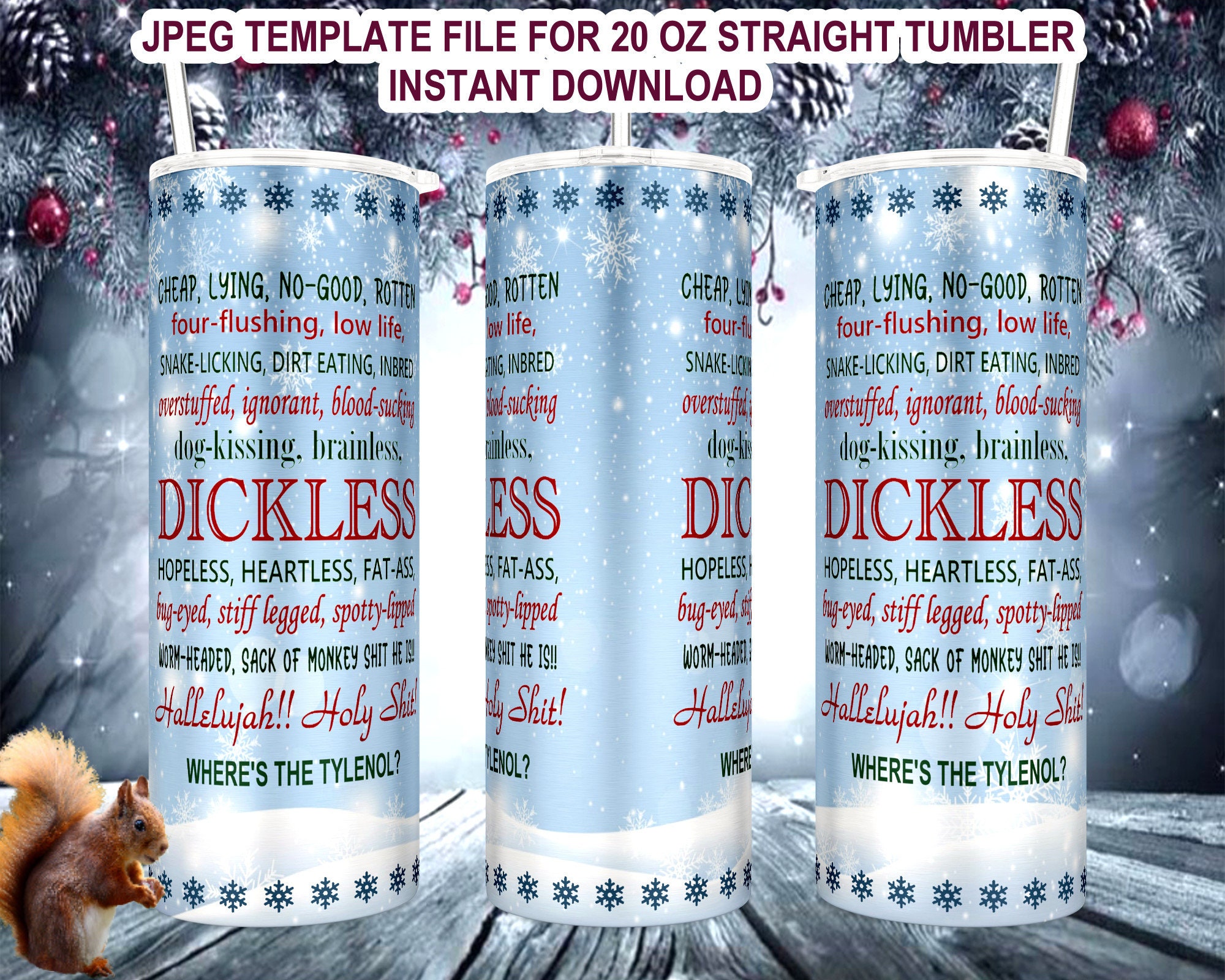 Funny Christmas Vacation Movie 20 oz Sublimation Tumbler Template - 20 oz Christmas Tumbler Template for sublimation