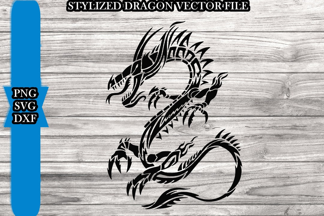 Fancy Dragon Vector File Dragon Svg Cutting File - Stylized Dragon SVG - Unique Dragon Cutting ...