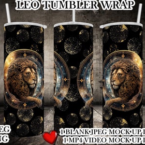 Leo sublimatie tumbler Sjabloon - Leo Tumbler Wrap - Gratis VIDEO mock up incl - Gratis JPEG mock up incl
