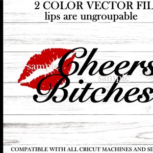 Cheers Bitches svg - 2 couleurs coupe facile Cheers Bitches coupe file - Girls night out svg - Shot Glass svg