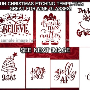 7 SVG-sjablonen voor glasetsen - Kerstglasetssjablonen, ideaal voor wijnglazen - Heeft u een verzoek voor iets anders? Gewoon vragen