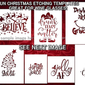 7 SVG Glass etching Templates - Christmas Glass Etching templates great for wine glasses - Have a request for something diff? Just ask