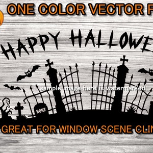 Halloween Scene svg snijbestand - Spooky Happy Halloween kerkhof - Spooky Halloween Graveyard svg bestand- 5 bestandsformaten inbegrepen