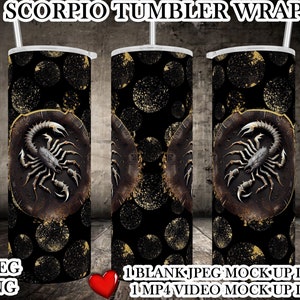 Scorpio sublimatie tumbler Sjabloon - Scorpio Tumbler Wrap - Gratis VIDEO mock up incl - Gratis JPEG mock up incl