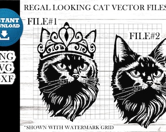 Princess Cat svg - Regal Cat svg - Black Cat svg - Sitting Pretty Cat svg - 3 File types included