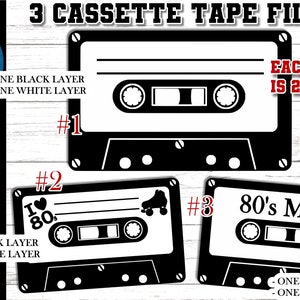 Cassette Tape svgs - 3 Different Cassette files - 80s cassette svg - 80s svg - Old school svg - 2 color file