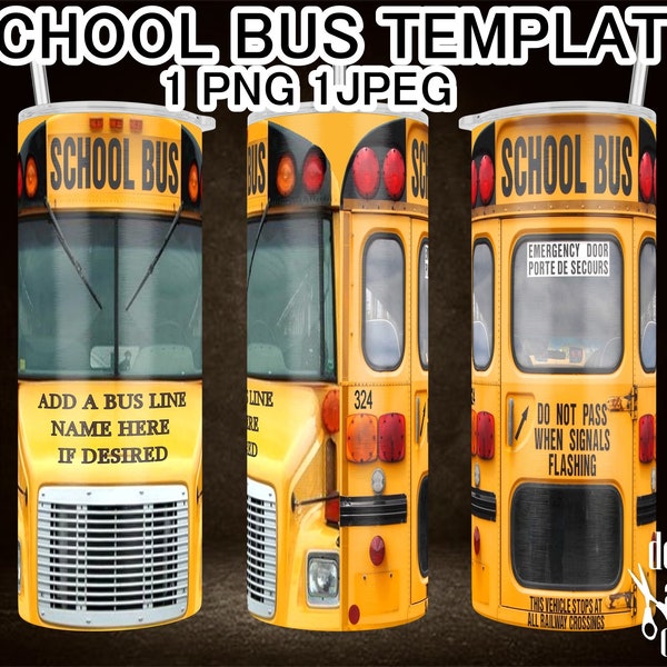 School Bus 20oz Skinny Tumbler Sublimation Template - jpeg, pdf and png files -resizable easily - School Bus Skinny Tumbler template