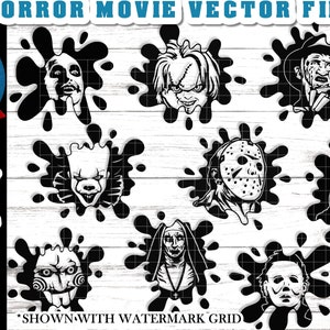 Horror Movie svg files - 9 Horror movie blood splatter svg file - Jason svg - Freddie svg - The Nun svg -