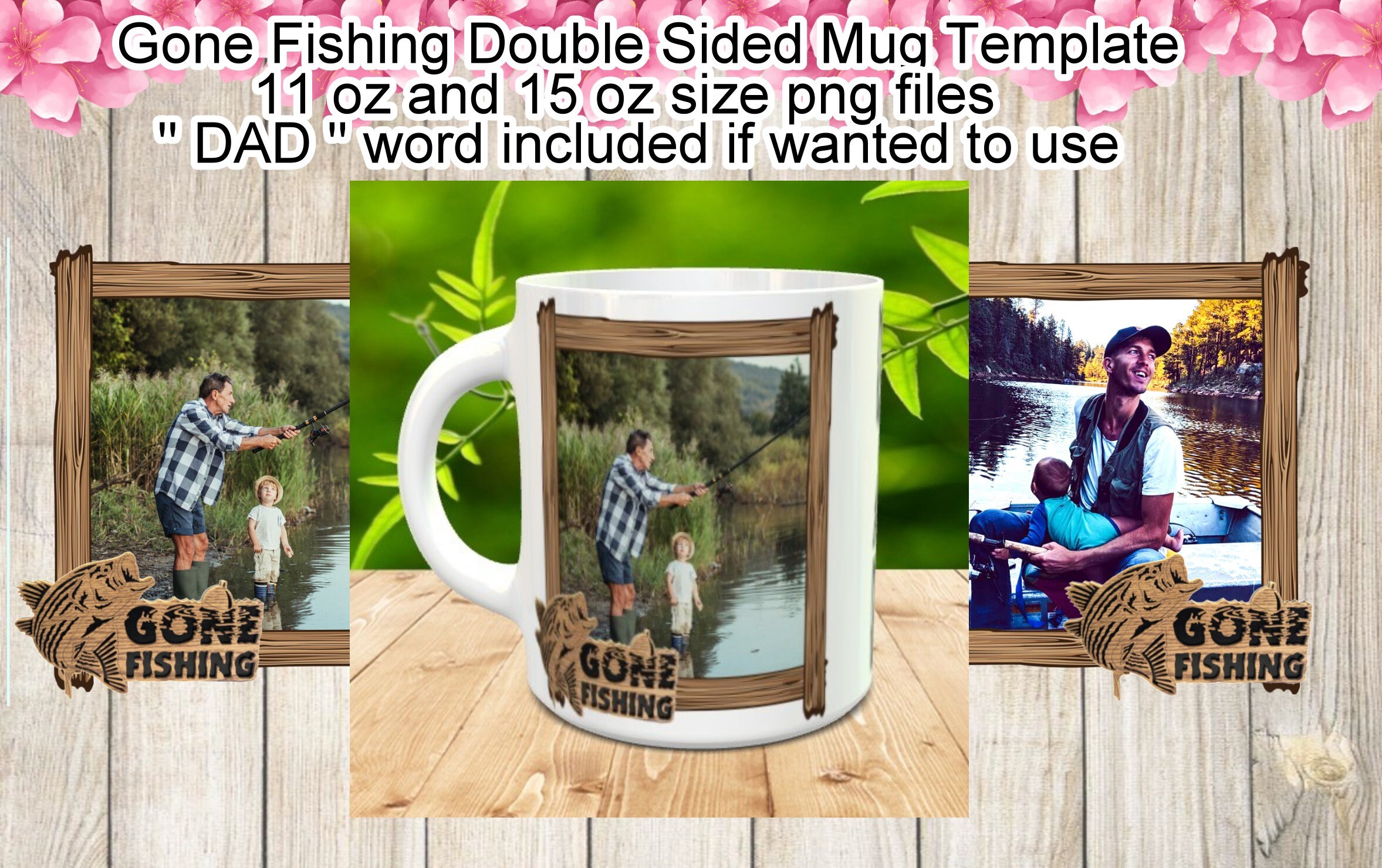 Download Gone Fishing Photo Mug Sublimation templates in 11 oz and ...