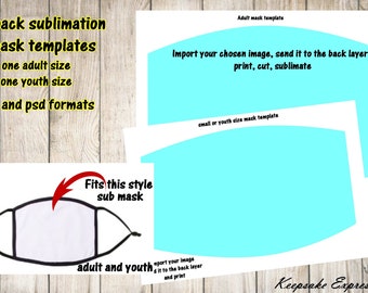 Sublimation blank face mask templates for DIY face mask creations in two sizes by Keepsake Expressions