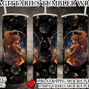 Boogschutter sublimatie tuimelaar sjabloon - Boogschutter Tumbler Wrap - Gratis VIDEO mock up incl - Gratis JPEG mock up incl