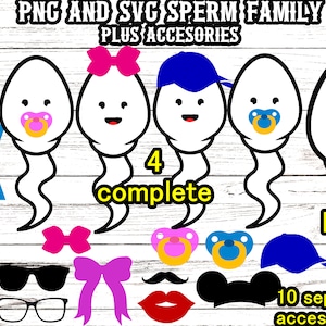 Família de arquivos de corte SVG de esperma - Girl Sperm svg - Boy Sperm SVG - 1 esperma de menino, 1 esperma de menina, 1 esperma de menina, 1 esperma de menino, 1 em branco