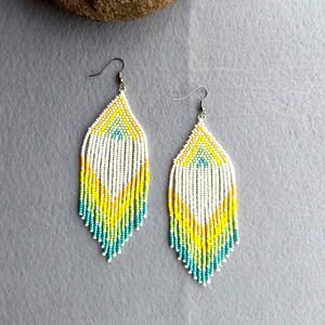Pastel Color Long Fringe Seed Bead Earrings for Women | Handmade Bohemian Earrings | Gift for her