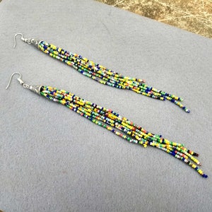 Long Tassel Seed Bead Earrings for Women