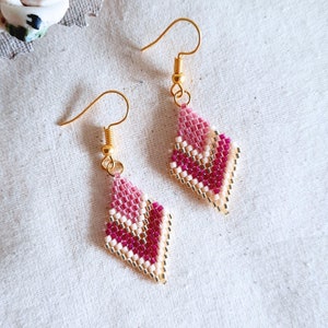 Pink Miyuki Seed Bead Minimalist Earrings for Women - Handmade Lightweight Boho Jewelry